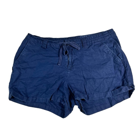 Gap Women's Navy Blue Linen Blend Tie Waist Casual Shorts Size 6 Summer Mid Rise - Picture 1 of 4